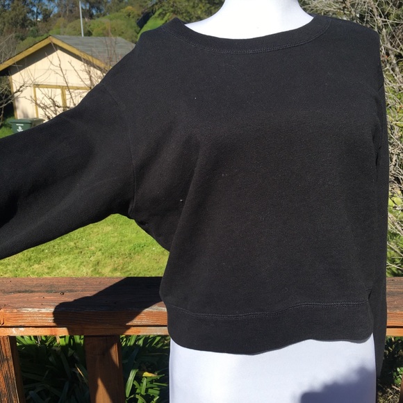 J Crew Black Crop Crew Neck Sweater - Picture 2 of 3